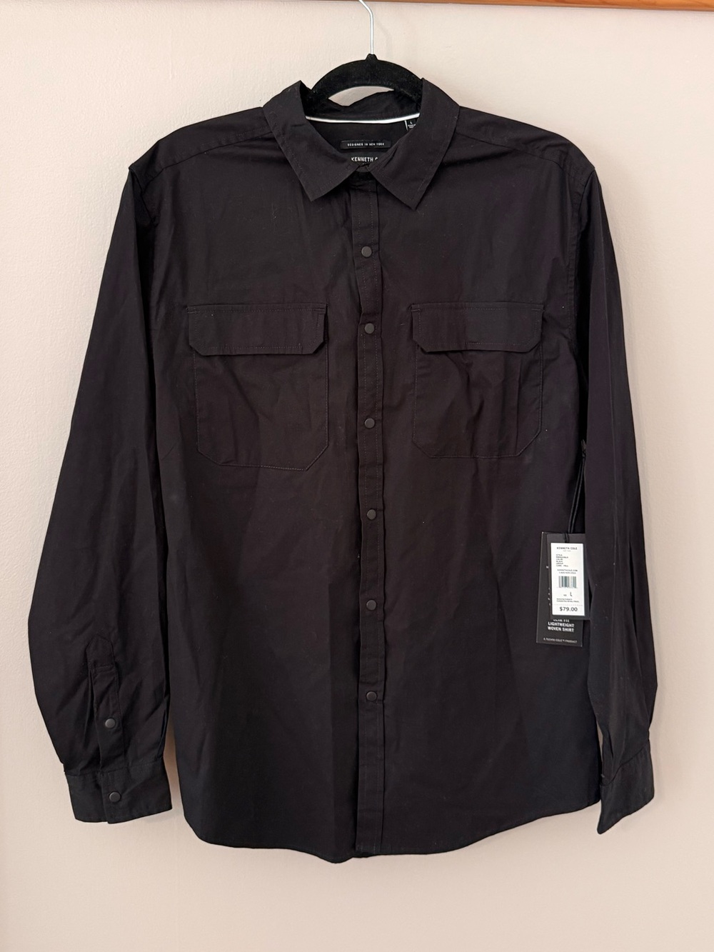 Kenneth Cole Men’s Black Long-Sleeve Button-Down Shirt